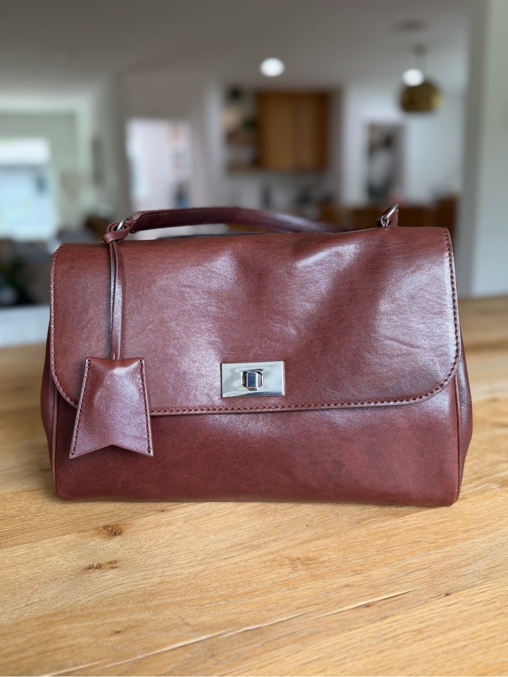 J Crew Evie Classic Structured Shoulder Bag in Deep Brown